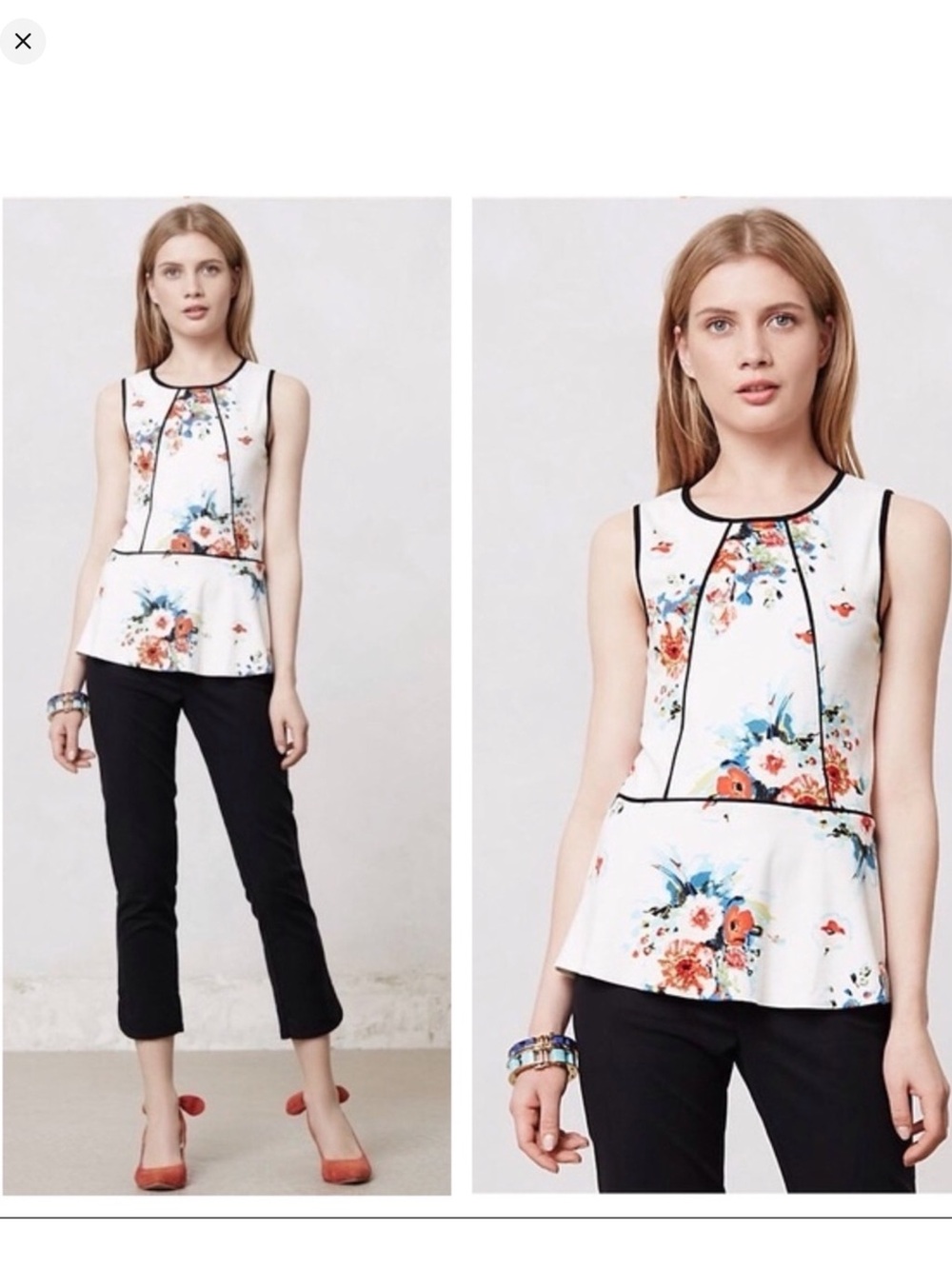Anthropologie Weston Wear Bloomfall Floral Peplum Tank Top Medium